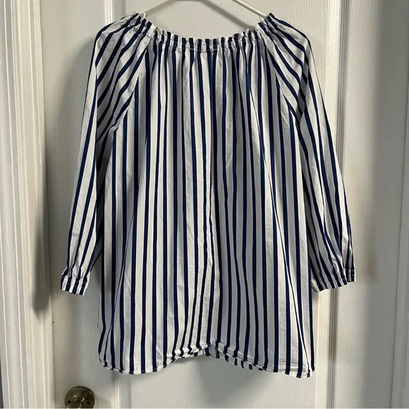 Sara Campbell Blue and White Striped Blouse - Picture 4 of 7